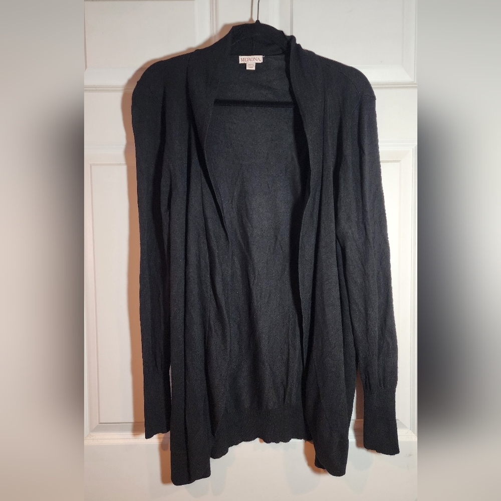 Merona Black Open Front Cardigan Sweater XXL